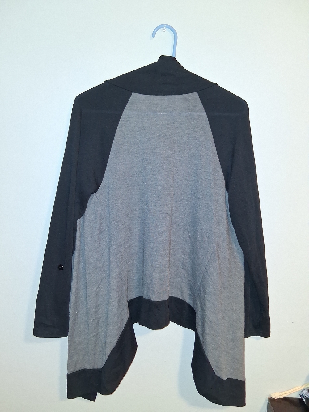 Women's Two-Tone Grey & Black Open Front Cardigan Jacket